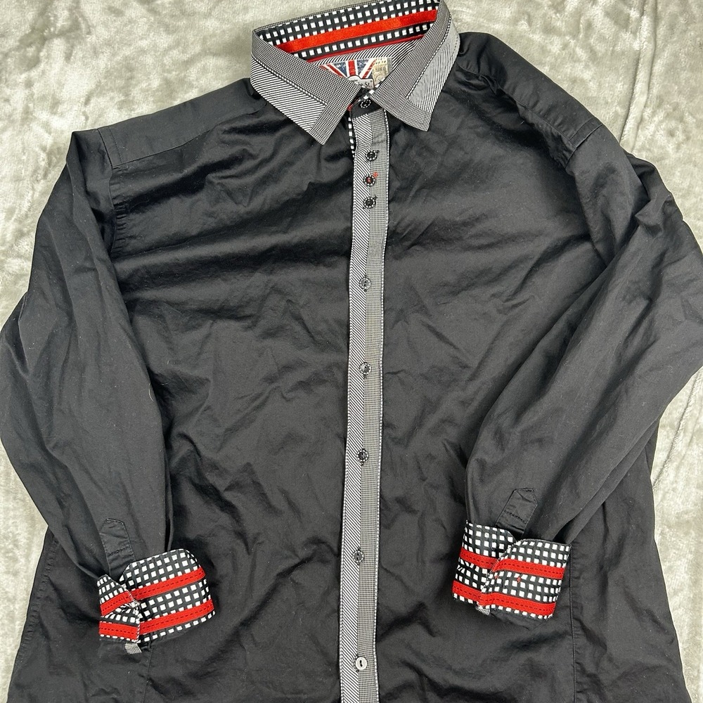 7 DOWNIE ST. Mens Long Sleeve Flip Cuff Button Up Shirt Size 8 (3xl) See Measure
